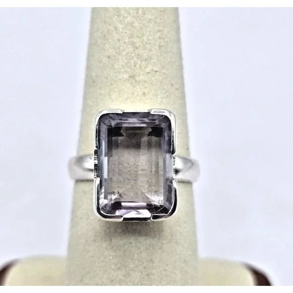 Amethyst Ring Size 7 Sterling Silver 925 Rectangle Handmade Statement NWOT